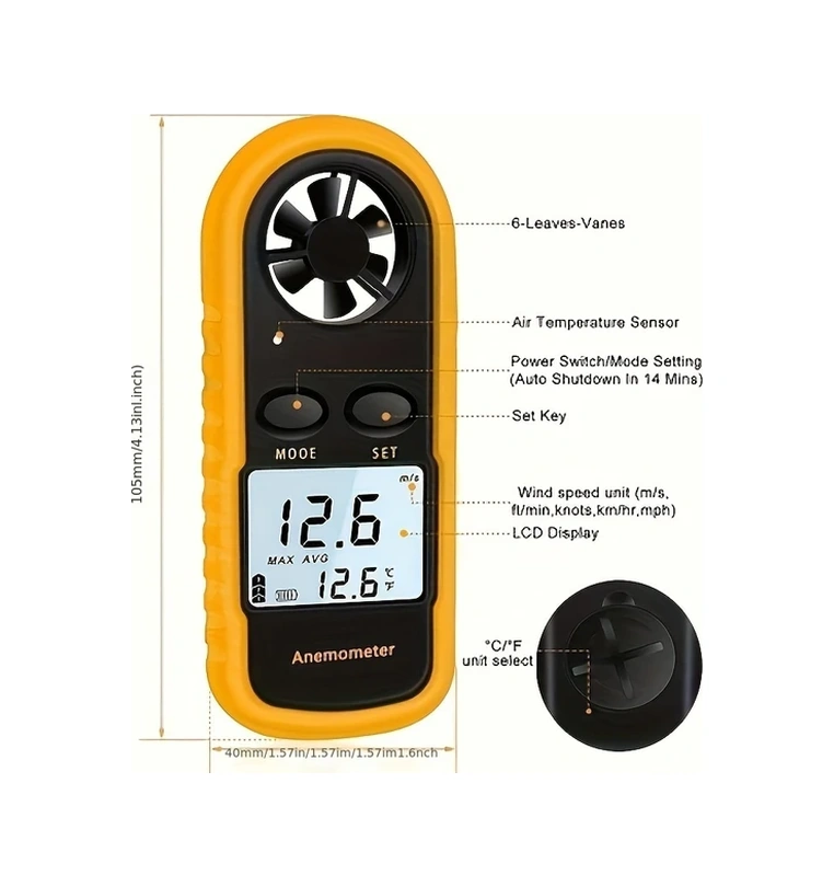 Willowhaven Gm816 Dijital Anemometre, Endüstriyel Rüzgör Hızı Ve Sıcaklık Ölçer