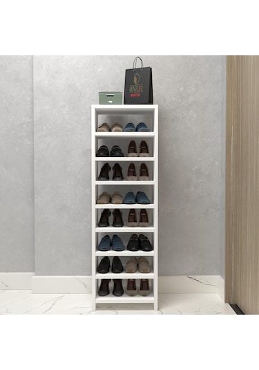 Kenzlife Ayakkabılık Konevi Mat Beyaz Suntalam 125 040 30 Onaltı Çift Ayakkabı Kapasitesi Arkalıksız Beyaz