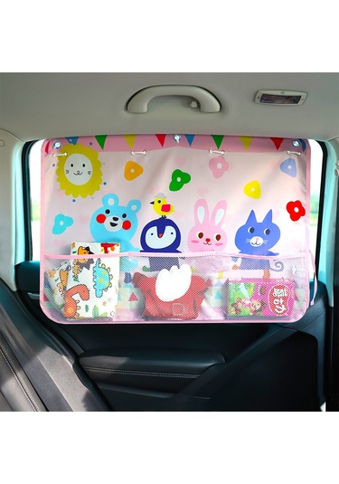 Tenfowee Bebek Arabası İçin Pratik Emniyetli Ve Kolay Kullanımlı Fileli Girafil Desenli Güneşlik Perde