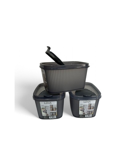 Shell Erzak Kabı 1300 Ml, Antrasit, 3'lü Set Antrasit