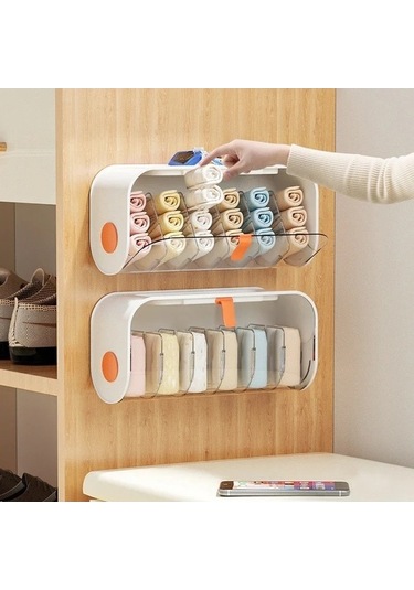 Wondernest Şeffaf Saklama Organizatörü Montajlı Çekmeceli Kutu Gardırop Duvar Düzenleyici Mavi