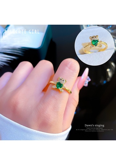 Ayarlanabilir Açıklığa Sahip Zarif Zirkon Yüzük No.4 Çok Renkli