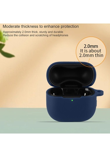 Huawei Freeclip 2 Kulaklık Uyumlu Mat Silikon Kılıf + Kanca Lacivert