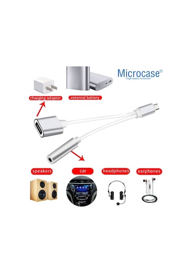 Microcase Type-C 2In1 Şarj Kulaklık Dönüştürücü Al2361