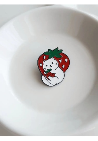 Proshik Emaye Detaylı Broş Kedi Rozeti 293456362 Siyah