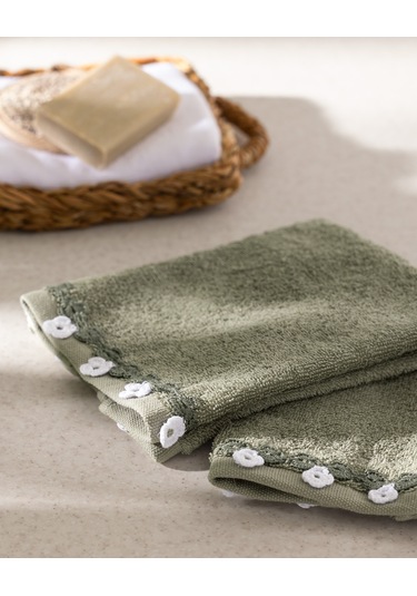 Jeanne Kroşeli 2'li %100 Pamuk El Havlusu - Yeşil - 30x40 Cm 8684427204801 Yeşil