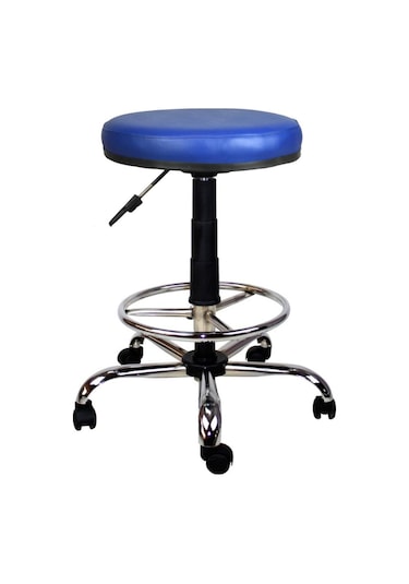 Bürocci Metal Ayaklı Yüksek Tabure-Lacivert Deri 2999T0103