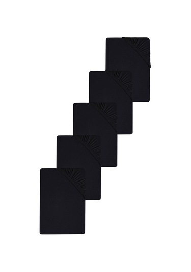 5 Adet Düz Pamuklu Tek Kişilik 80 X 200 X 30 Cm Lastikli Penye Çarşaf Siyah