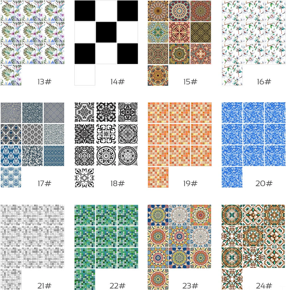 Hombey Klasik Akdeniz Desenli Pvc Zemin Sticker 20x20cm 10 Adet - Kolay Uygulama, Kalıcı Renkler, Kirli Yok Artık Diğer