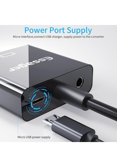 Essager Hdmı Uyumlu Vga Adaptör Kablosu 1080 P 3.5 Mm Jack Dönüştürücü Video Aux Ses Hdmı Uyumlu Vga Splitter Dizüstü Bilgisayar İçin