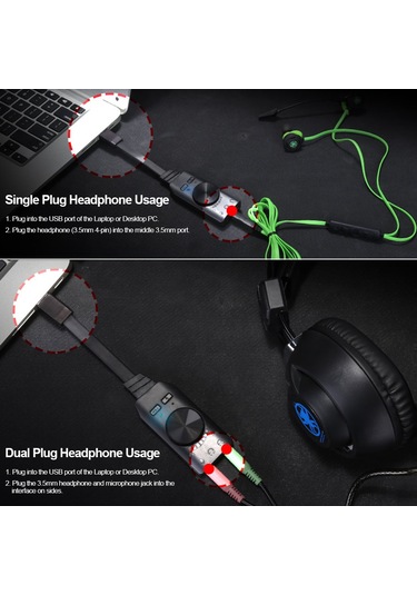 Xindoker Gs3 Usb 7.1 Sanal Ses Kartı - Sessiz Tuşlu, Sürücüsüz, Pc/laptop Uyumlu, Siyah