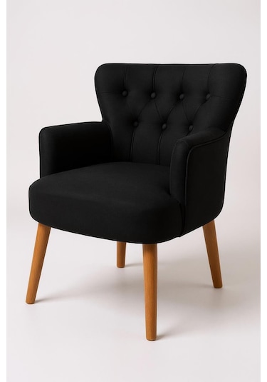 Roma Berjer - Modern Tekli Koltuk - Babyface Kumaş - Siyah