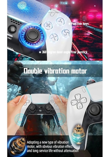 P4 Plus Bluetooth Titreşimli Ps4/ps5 Uyumlu Pc Telefon Joystick Kablosuz Oyun Kolu