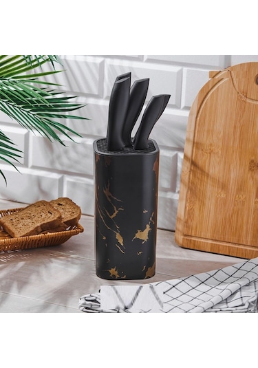 Akrilik Plastik Standlı Colte Terra 6 Parça Bıçak Seti Siyah