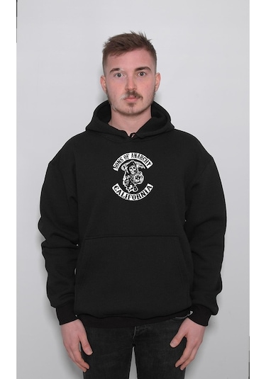Baskwear Sons Of Anarchy California Logo Sweatshirt Unisex Kapüşonlu Hoodie SIYAH