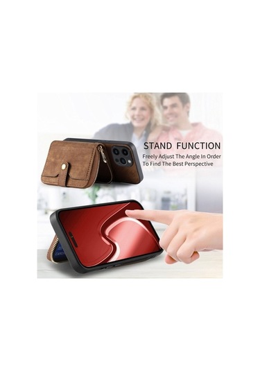 Bloomnest İphone Uyumlu 15 Pro İçin Dayanıklı Fermuarlı Crossbody Cüzdan Kılıfı Diğer