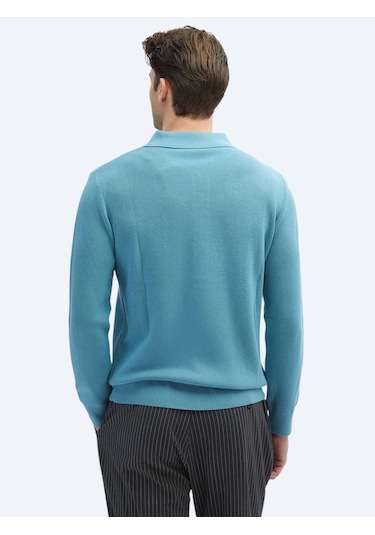 Koyu Mint Polo Yaka Selanik Pamuk Karışımlı Triko Koyu Mint Yeşili