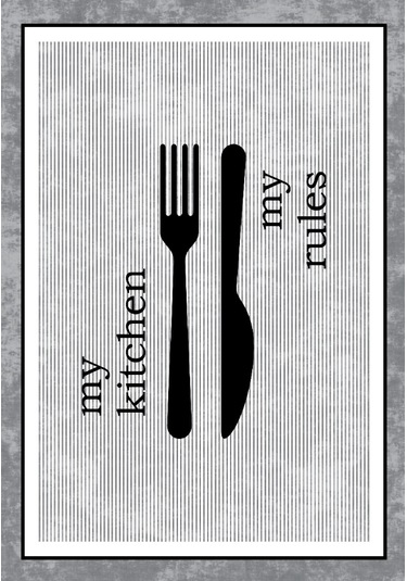 Dijital Baskılı Dekoratif Kaymaz Taban Yıkanabilir My Kitchen Desenli Halı Mutfak Halısı Yolluk Salon Halısı