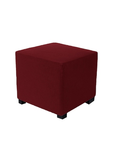 Bordo Jakarlı Dayanıklı Kare Streç Ayak Dayama Tabure Mobilya Koruyucu Dikdörtgen Tezgah  S