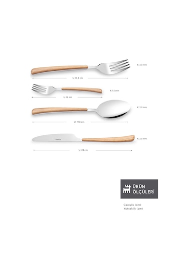 Karaca  Melia Platin 6 Kişilik 24 Parça Çatal Kaşık Bıçak Takımı