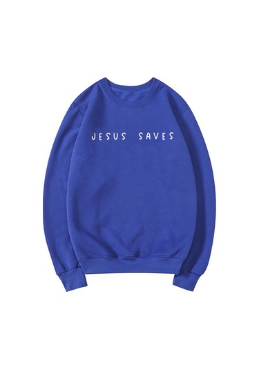 Mavi İsa Kurtarır Kazak Hıristiyan Tişörtü İnanç Üst İsa Hoodie İncil Ayetleri Crewneck Kazak Kadın Grafik Kazak Tops Mavi