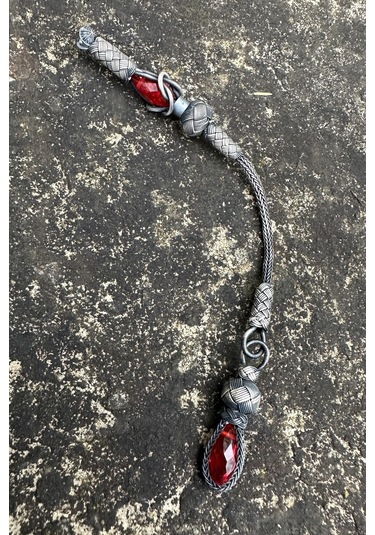 Zamansız Şıklık - Kristal Taşlı Oksitli Gümüş Kazaziye Tekli Tesbih Püskülü