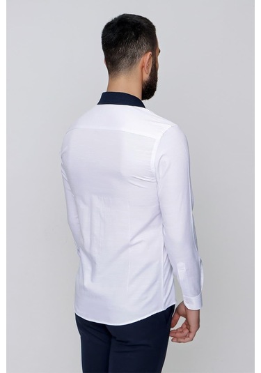 G 1491 Slim Fit Beyaz Spor Gömlek Beyaz