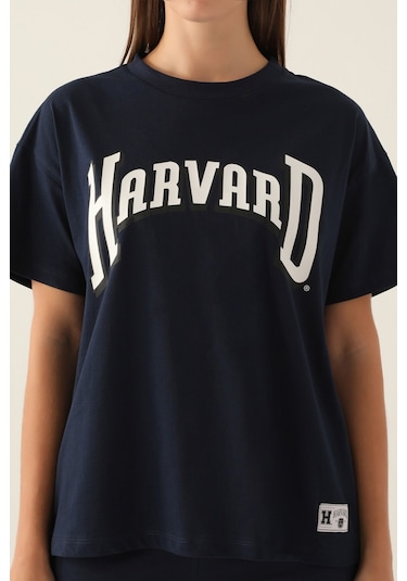 Harvard Patterned Lacivert Kadın T-shirt 5274-42834 Lacivert