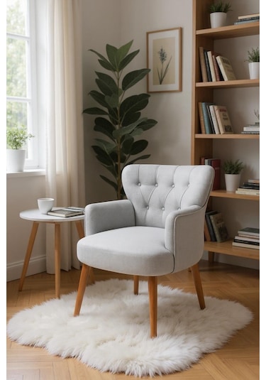 Roma Berjer - Modern Tekli Koltuk - Babyface Kumaş - Gümüş Gri