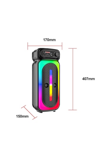 Karaoke Mikrofonlu Bluetooth Hoparlör Led Işıklı Taşınabilir Kablosuz Müzik Çalar
