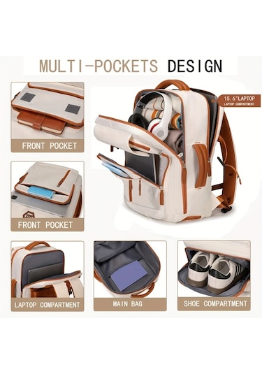 Dashanshop Havalimanı Onaylı 15.6 Inç Laptop Siyah Seyahat Sırt Çantası Erkek İş Ayakkabı Bölmeli Pudra