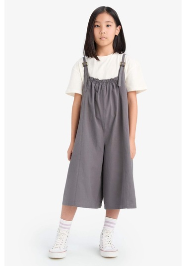 DeFacto Kız Çocuk Askılı Poplin Tulum E2277A825SMAR82 Antrasit DeFacto Kız Çocuk Askılı Poplin Tulum E2277A825SMAR82 Antrasit