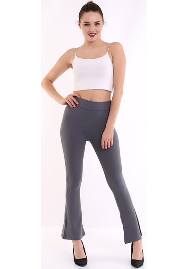 Kadın Koyu Gri Yüksek Bel Fitilli Dayanıklı Örme Kumaş ToparlayıcGri