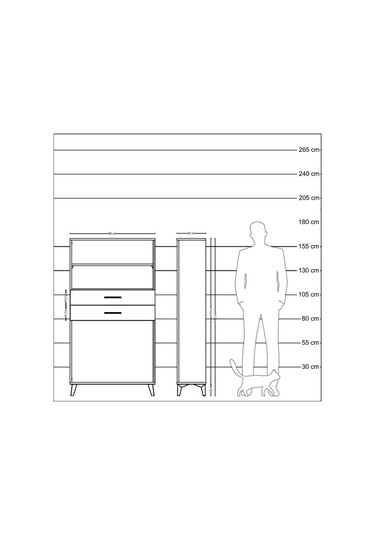 Arges Dolap 2 Raflı 2 Çekmeceli 88x30x163 Antrasit-antrasit Antrasit