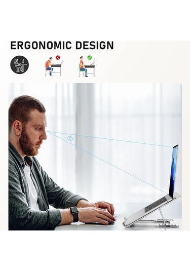 D24-3 Alüminyum Alaşımlı Dizüstü Bilgisayar Soğutma Standı Katlanabilir Masaüstü Yüksekliği Ayarlanabilir Dizüstü Bilgisayar Braketi - Gri