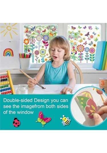 Pencere Çıkartmaları Kelebek Çiçek 99 Adet Duvar Çıkartma Seti Su Geçirmez Şeffaf Vinil Çıkartmalar Ev Dekorasyonu İçin Kolay Soyulur Ve Duvar/pencere İçin Çıkartmalar Çok Renkli