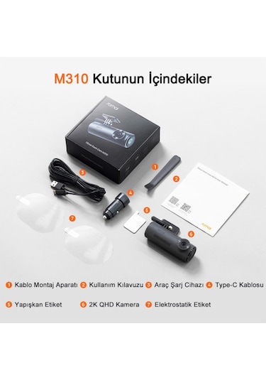 70mai M310 2K Dash Cam Araç Kamerası