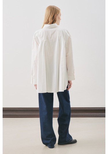 Parçalı Tasarım Gömlek Ekru Ekru