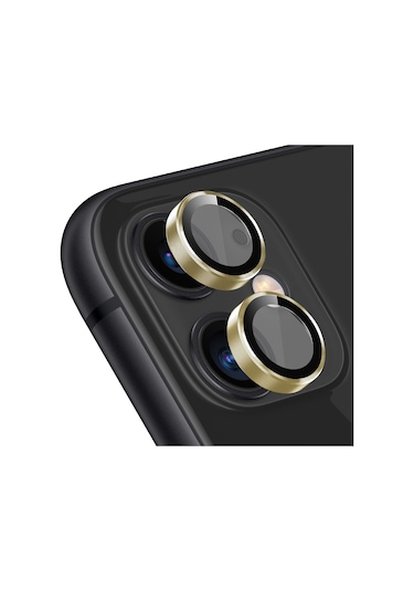 Buff Apple Uyumlu iPhone 11 / 12 / 12 Mini Kamera Metal Lens Koruyucu Gold