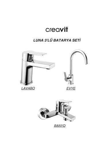 Luna Batarya Seti 3'lü Banyo-lavabo-evye Krom