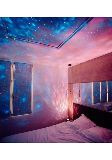 Bluetooth Hoparlörlü Lazer Işıklı Gece Lambası Uzaktan Kumandalı Projeksiyon Disko Lambası