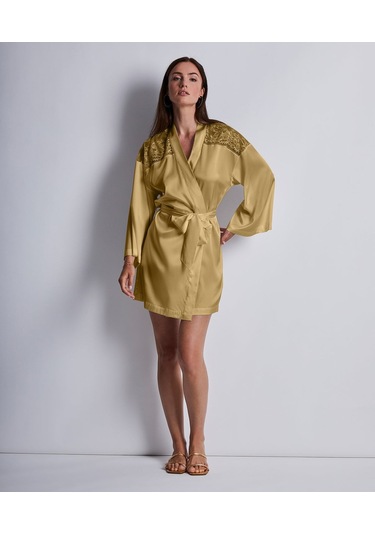 Aubade Midnight Whisper Kimono Zarif Seide Ve Dantel Detaylı Bronz