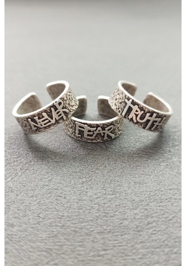 Never Fear Truth Johnny Depp Yüzüğü Erkek Yüzük Seti Gümüş Kaplama Ayarlanabilir El Yapımı Yüzük