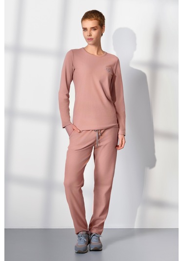 Doreanse Kadın Pembe Yumoş Kumaş T-shirt Pijama Takımı 25k4041-standart Pembe