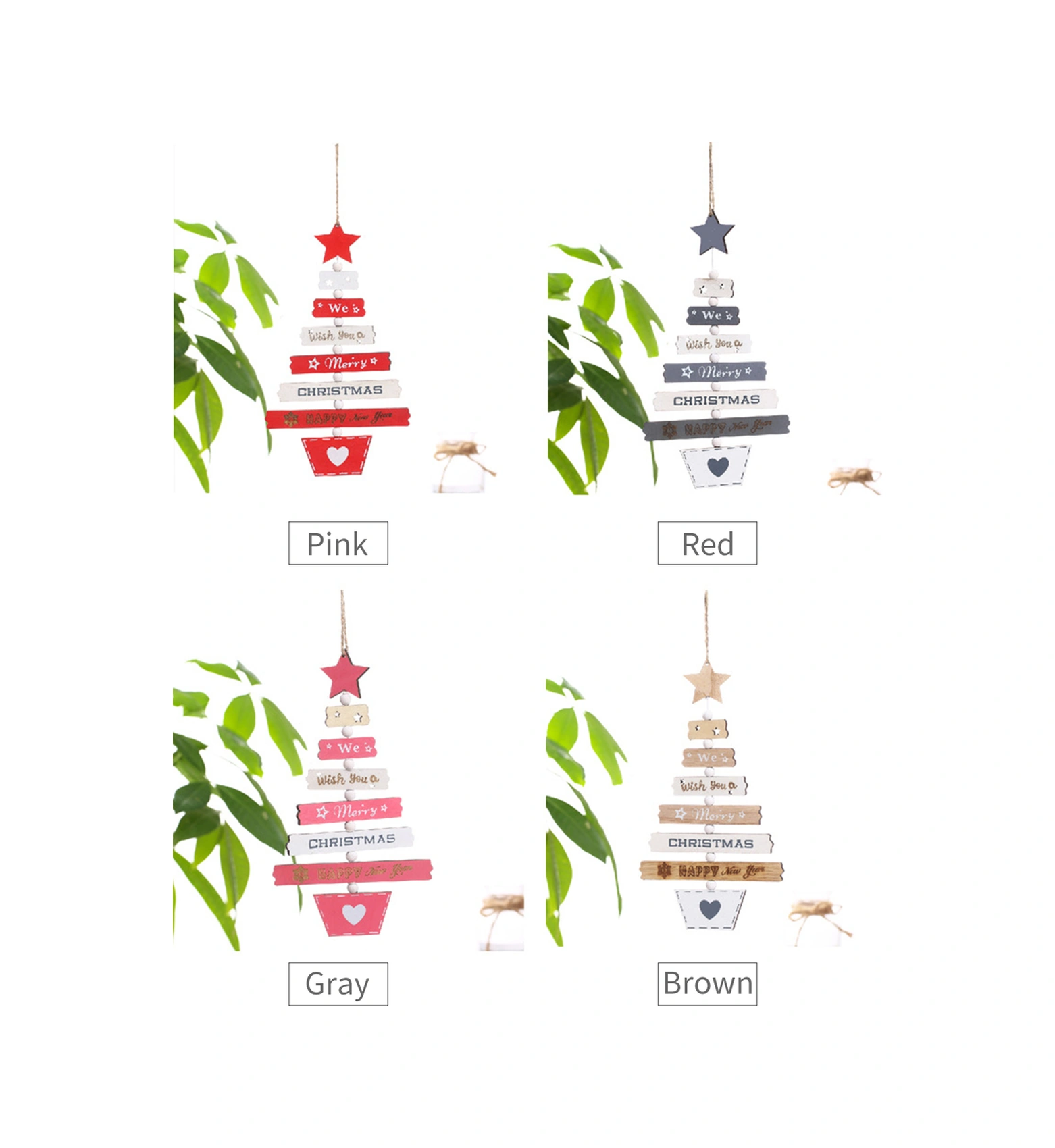Youmex Ahşap Renkli Delikli Noel Ağaç Örgüsü Süsleri - Ev, Restoran Noel Dekorasyonu 19-093 Kahverengi