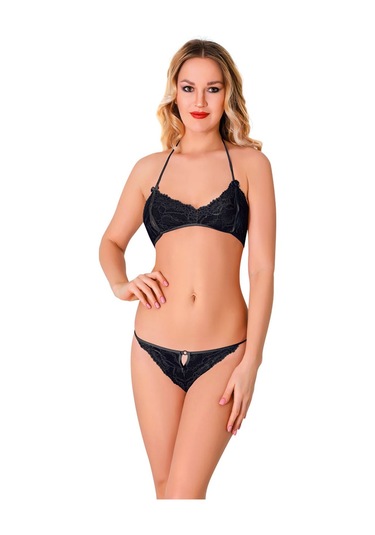 Siyah Dantel Sütyen Takım 2' Li - 6528 Siyah