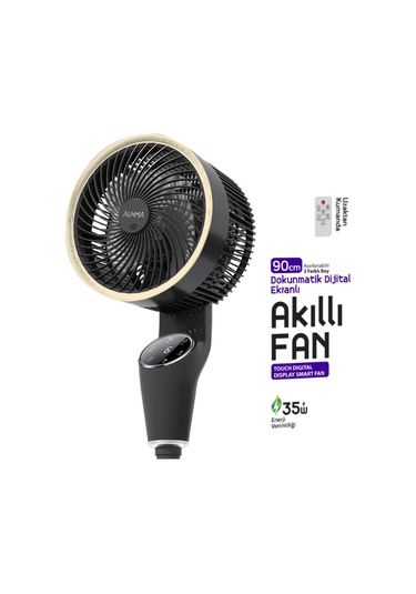 Zarif Tasarım 90cm Ayarlanabilir 3 Boy Dokunmatik Dijital Ekranlı Uzaktan Kumandalı Akıllı Fan