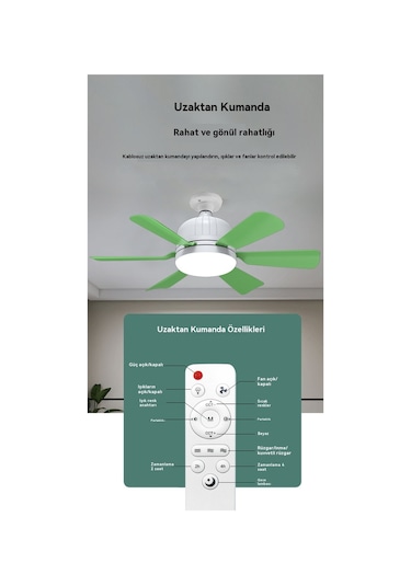 Worryfree Beyaz Işık Gövdesi Sessiz Yatak Odası E27 Uzaktan Kumandalı Tavan Vantilatörü Işığı Çok Renkli