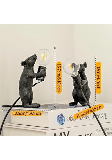 Honeybeeshop C Şık Peyn Guardian Masa Lambası Usb Güçlü Reçine Yapımı Düğme Kontrolü Ev Dekoru Yatak Odası Oturma Odası Ambiyansı Oda Dekoru Ahşap