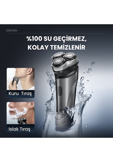 Enchen Blackstone Max Siyah Çift Yönlü Kavisli Bıçaklı Şarjlı Islak-kuru Tıraş Makinesi